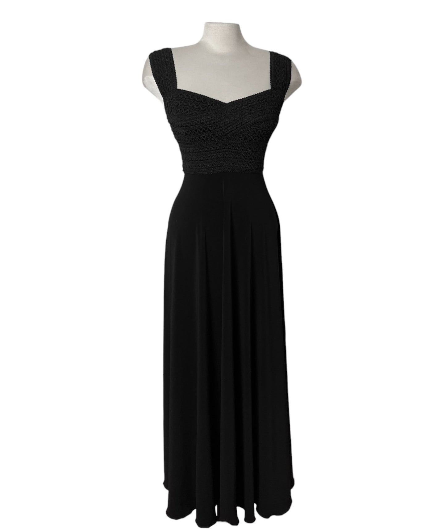 #1019 - Ribbon Elastic Long Black Dress