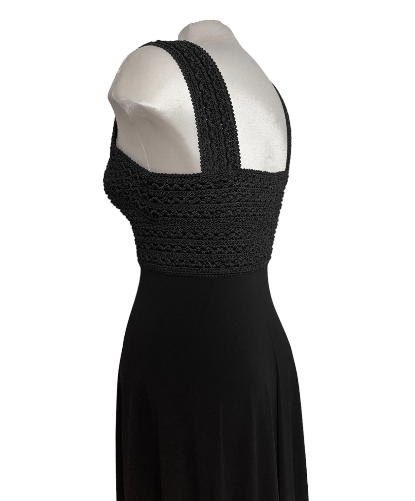 #1019 - Ribbon Elastic Long Black Dress