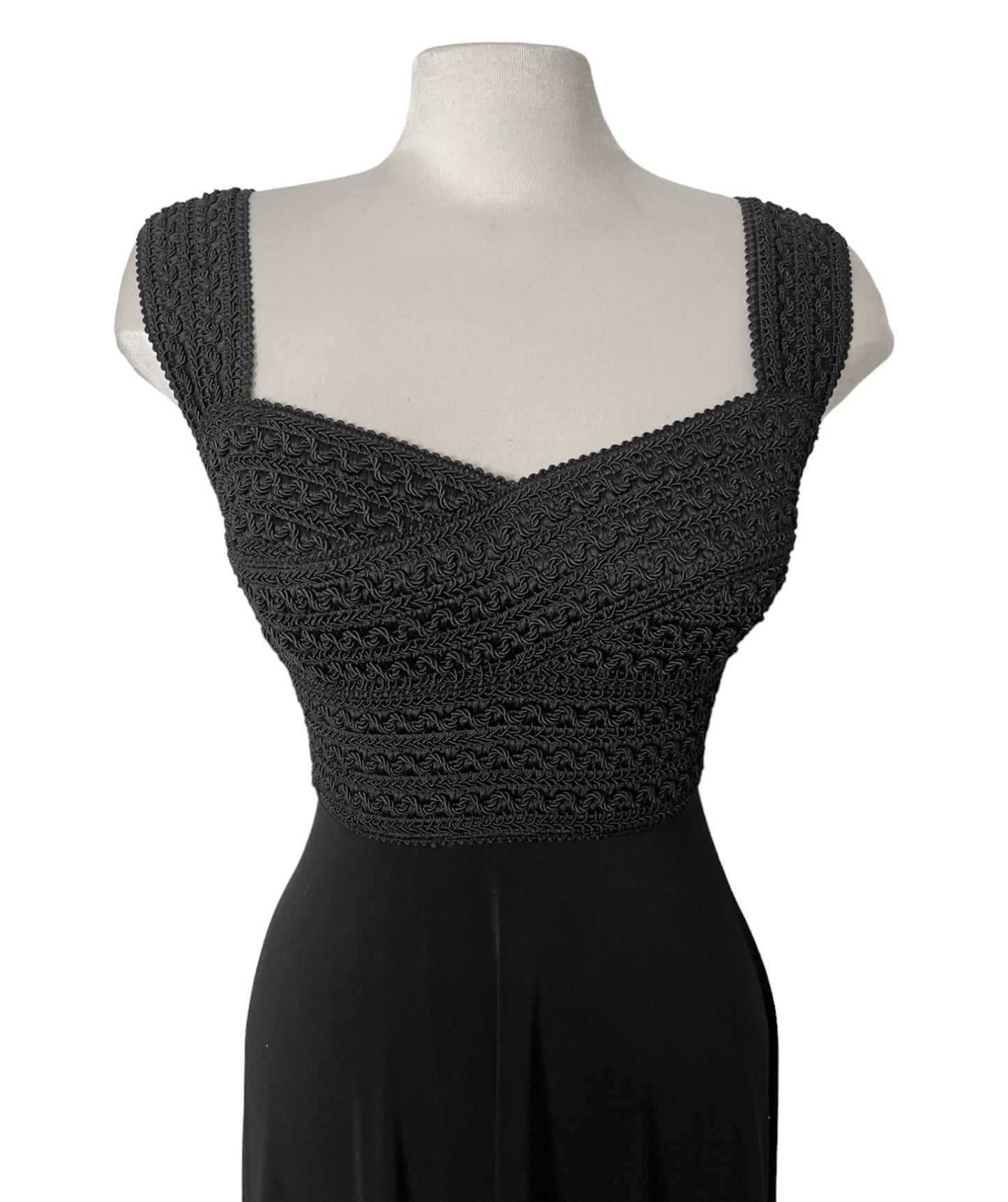 #1019 - Ribbon Elastic Long Black Dress
