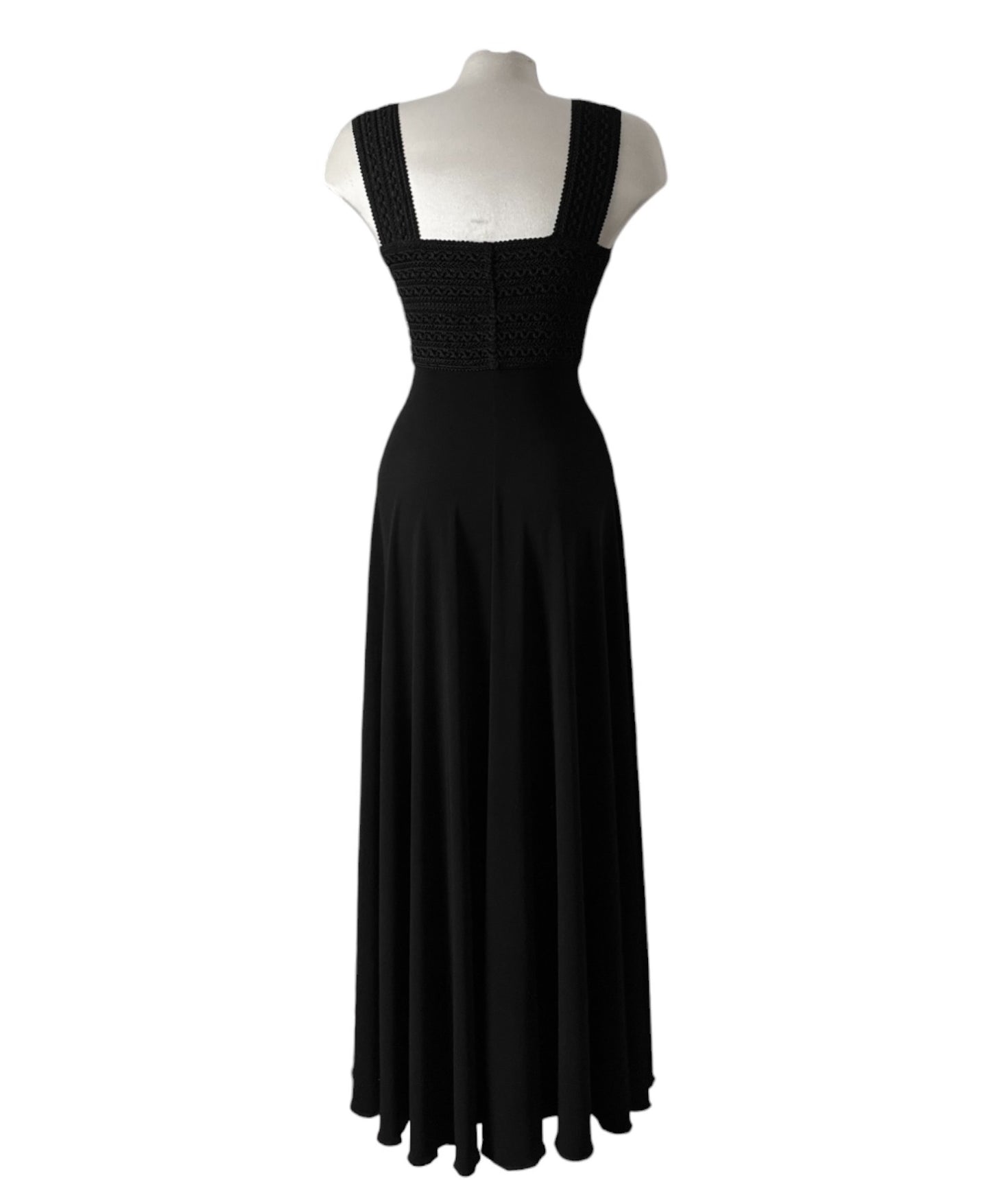 #1019 - Ribbon Elastic Long Black Dress