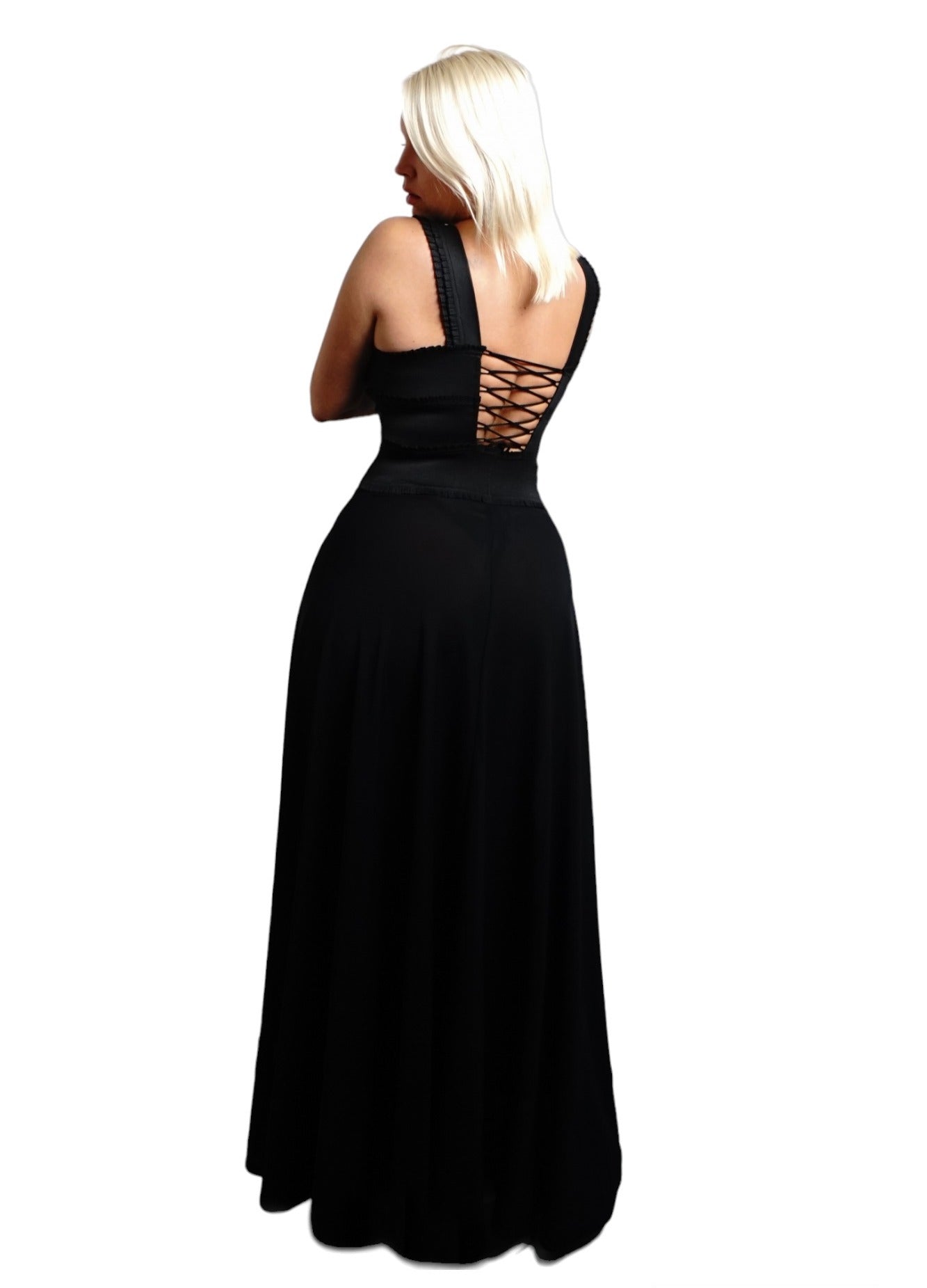 #1001 - Long Black Dress With Shoelaces