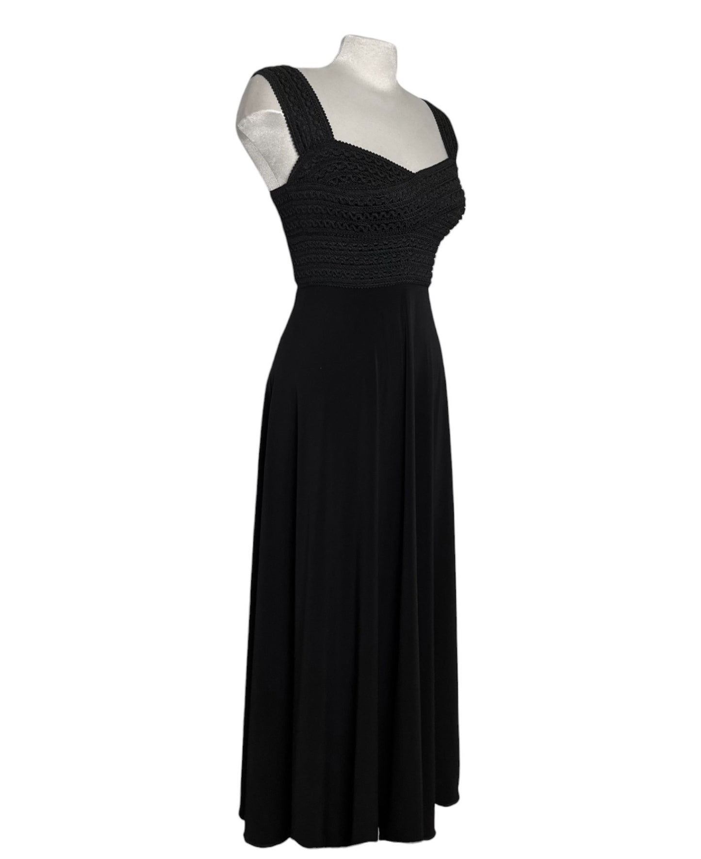 #1019 - Ribbon Elastic Long Black Dress